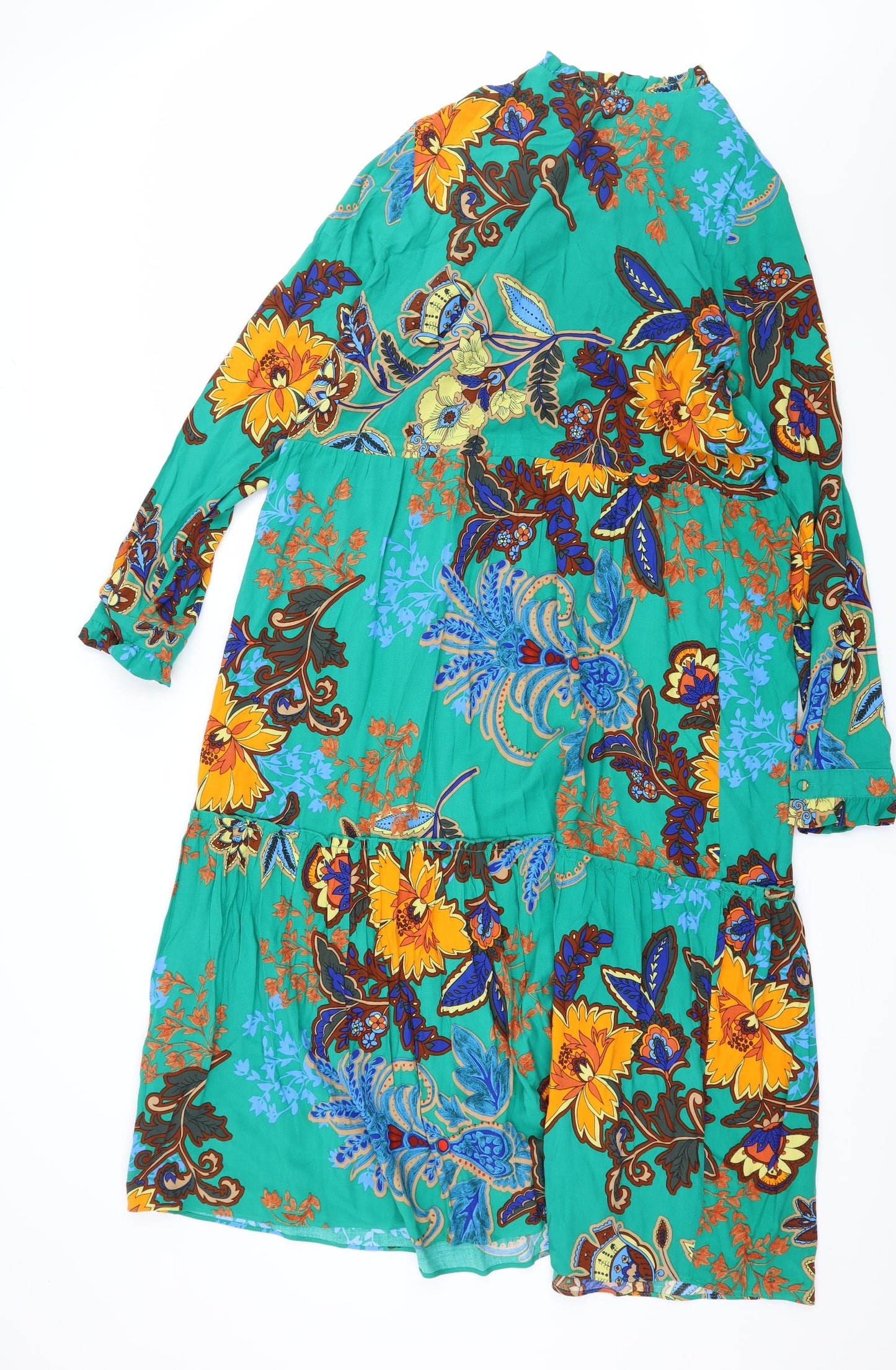 Papaya Womens Green Floral  A-Line  Size 14