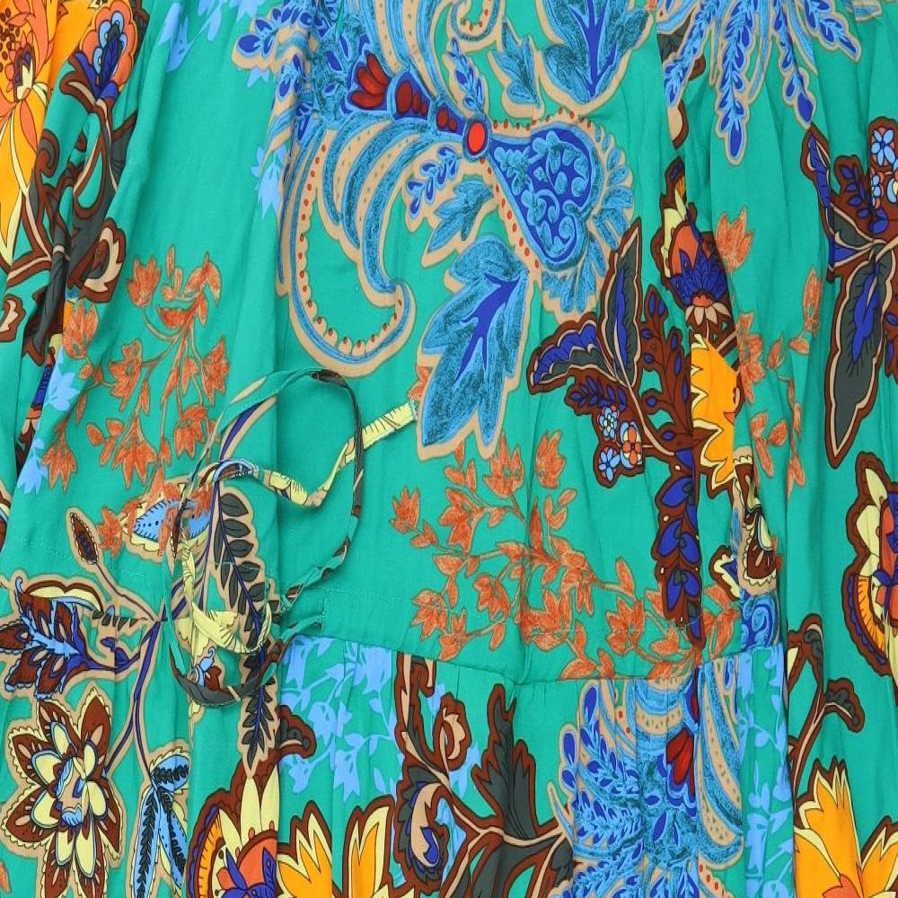 Papaya Womens Green Floral  A-Line  Size 14