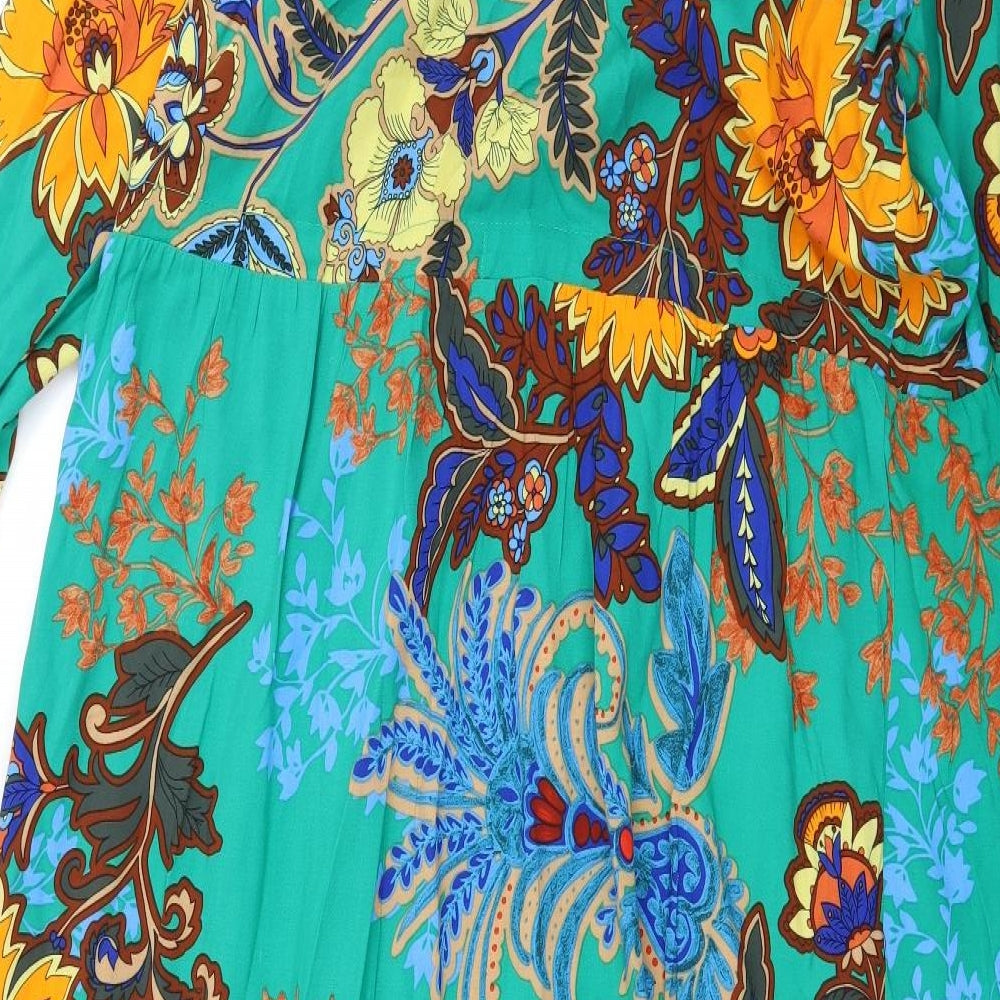 Papaya Womens Green Floral  A-Line  Size 14