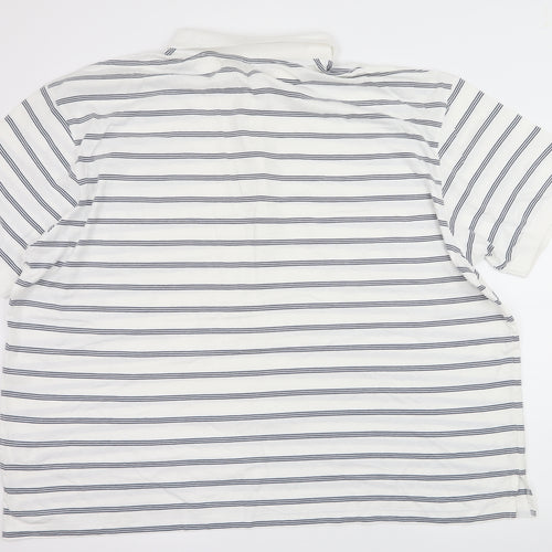 South Bay Mens White Striped Jersey  Polo Size 3XL