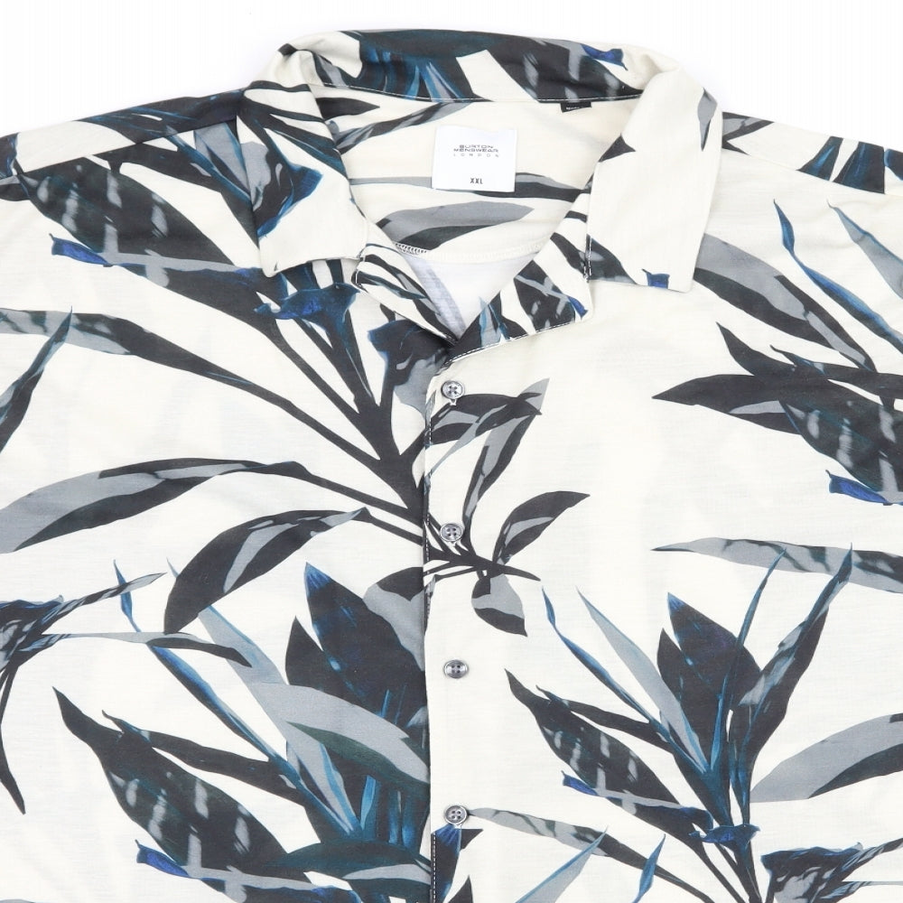 Burton Mens Ivory Floral Jersey  Button-Up Size 2XL