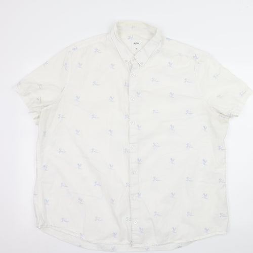 Burton Mens White Geometric   Button-Up Size 2XL  - bird print