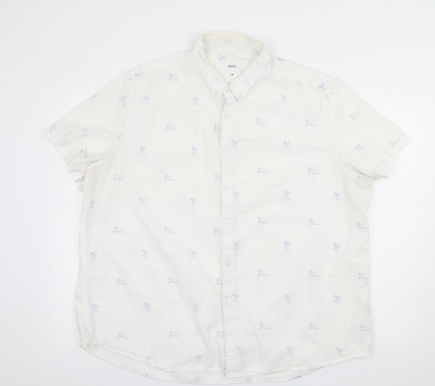 Burton Mens White Geometric   Button-Up Size 2XL  - bird print
