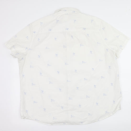 Burton Mens White Geometric   Button-Up Size 2XL  - bird print