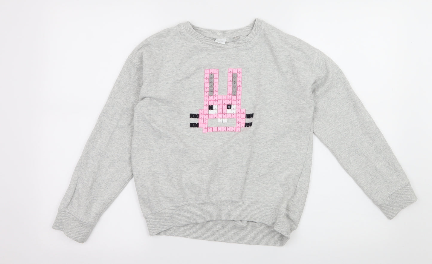 NEXT Girls Grey  Jersey Pullover Sweatshirt Size 11 Years  - Rabbit