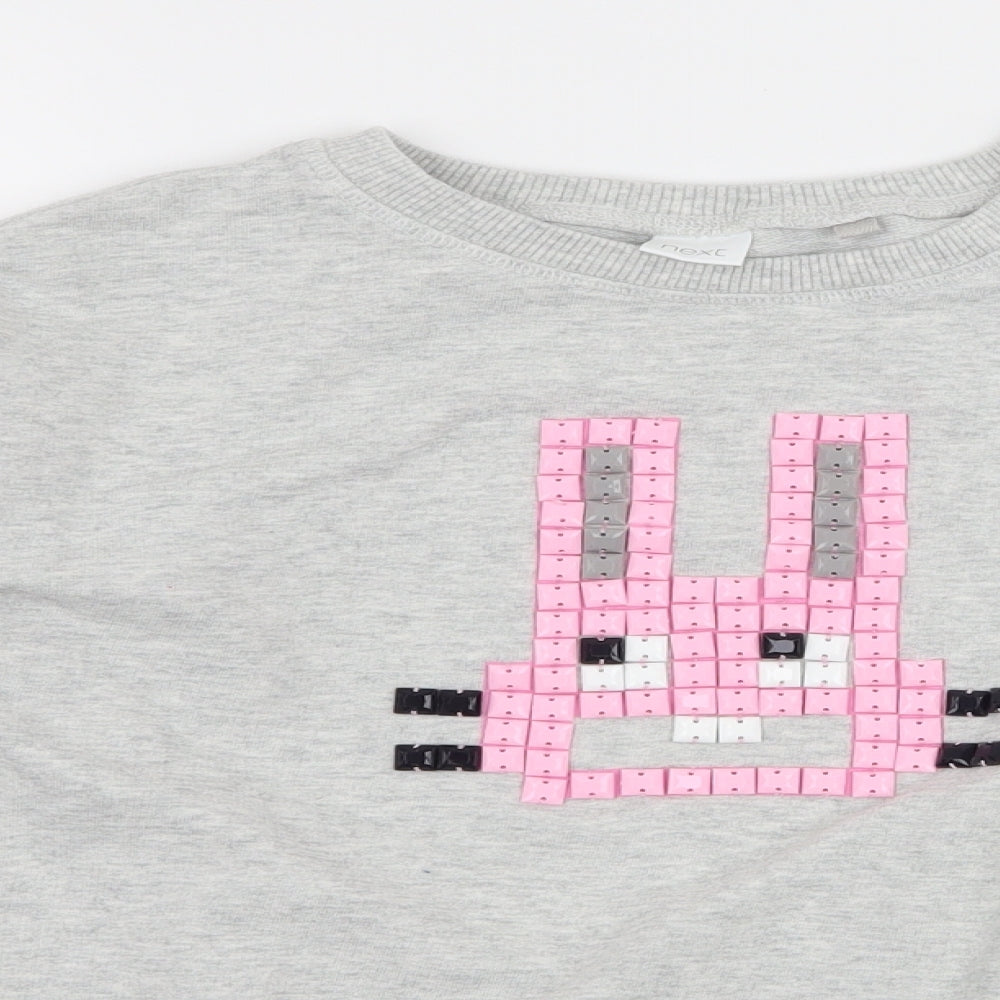 NEXT Girls Grey  Jersey Pullover Sweatshirt Size 11 Years  - Rabbit