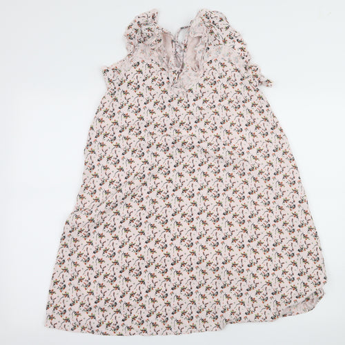 River Island Womens Pink Floral  A-Line  Size 8  - Lace up detail