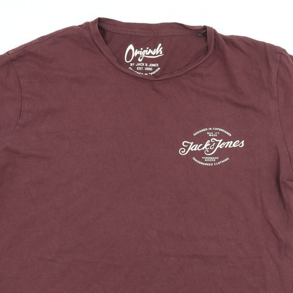 JACK & JONES Mens Brown  Jersey  T-Shirt Size L