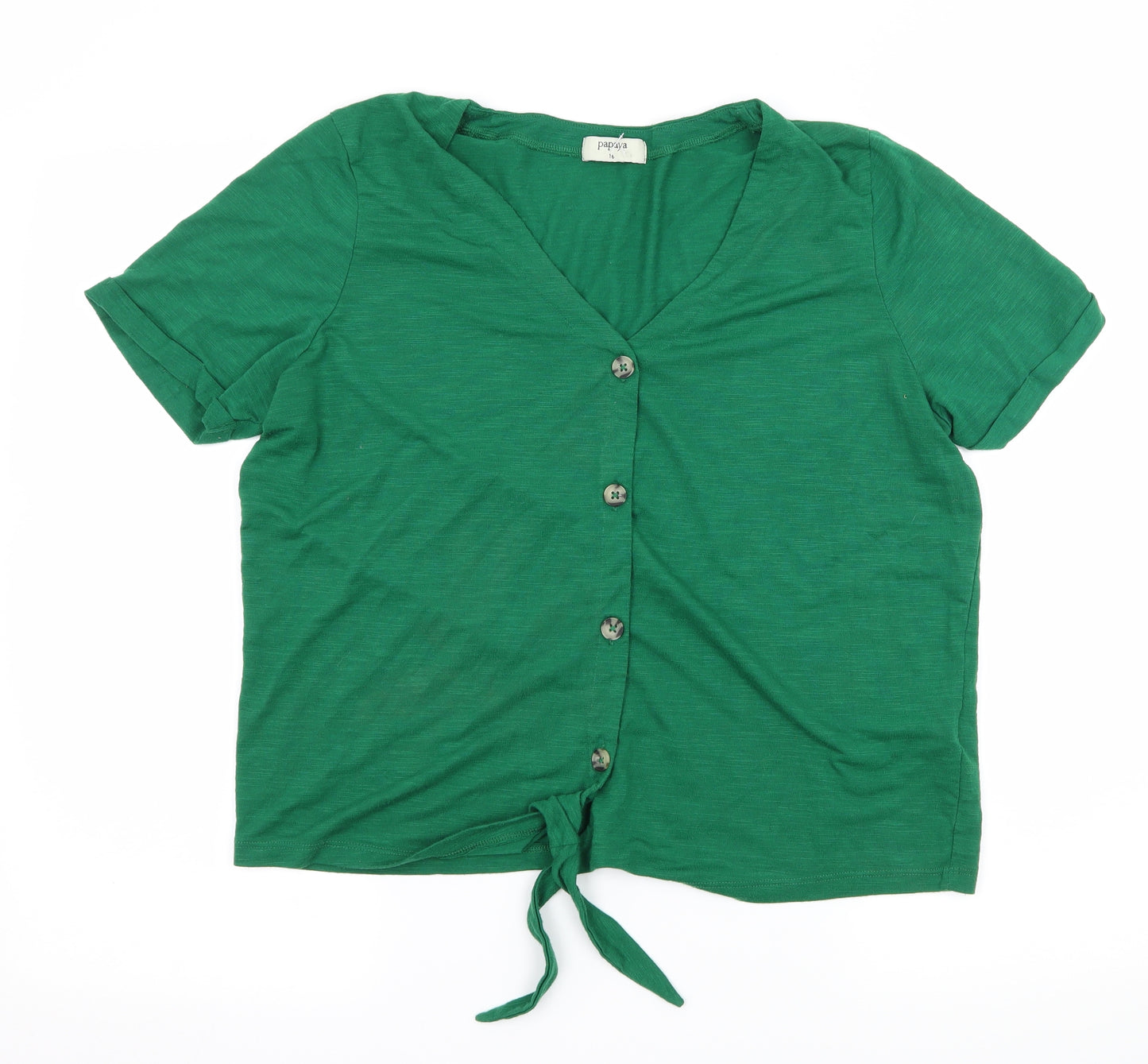 Papaya Womens Green  Jersey Basic Blouse Size 16