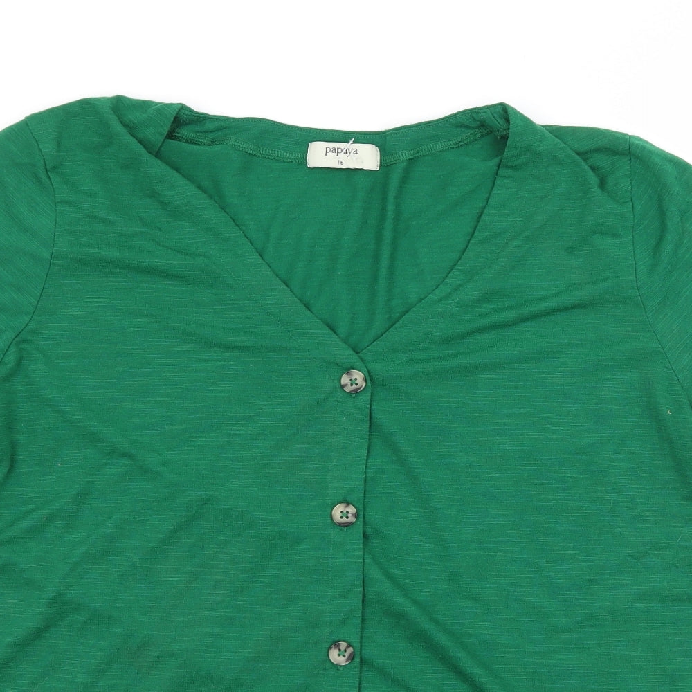 Papaya Womens Green  Jersey Basic Blouse Size 16