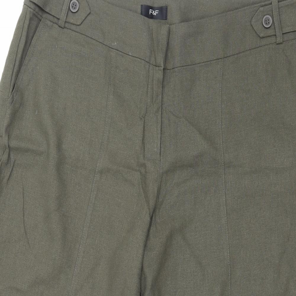 F&F Womens Green   Cropped Trousers Size 14 L21 in