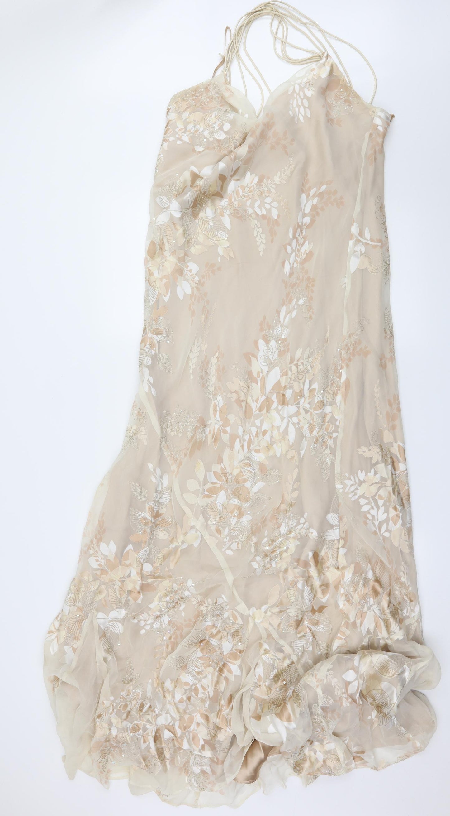Monsoon Womens Ivory Floral Chiffon Maxi  Size 16