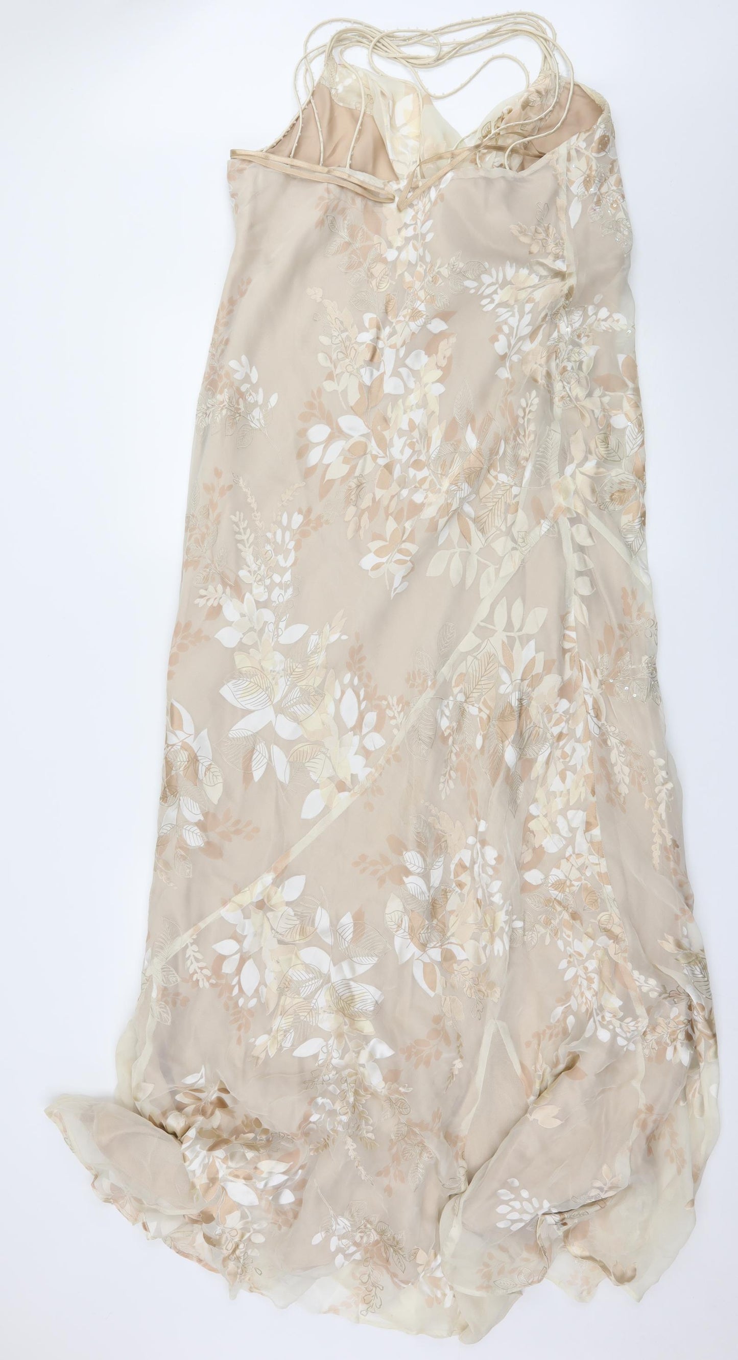 Monsoon Womens Ivory Floral Chiffon Maxi  Size 16