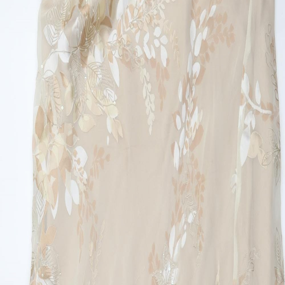 Monsoon Womens Ivory Floral Chiffon Maxi  Size 16