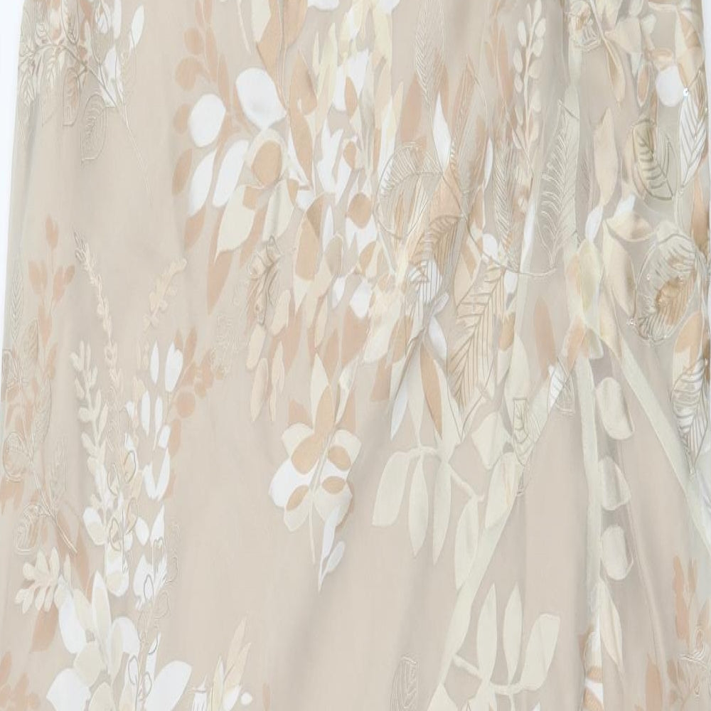 Monsoon Womens Ivory Floral Chiffon Maxi  Size 16