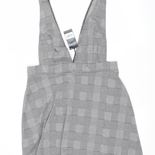 Limited Collection Womens Grey Check Jersey Pinafore/Dungaree Dress  Size 20
