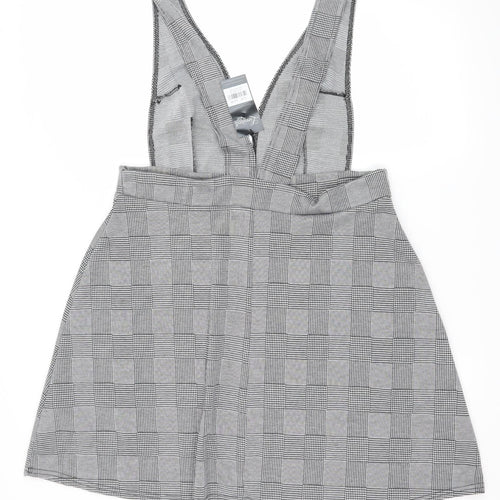 Limited Collection Womens Grey Check Jersey Pinafore/Dungaree Dress  Size 20