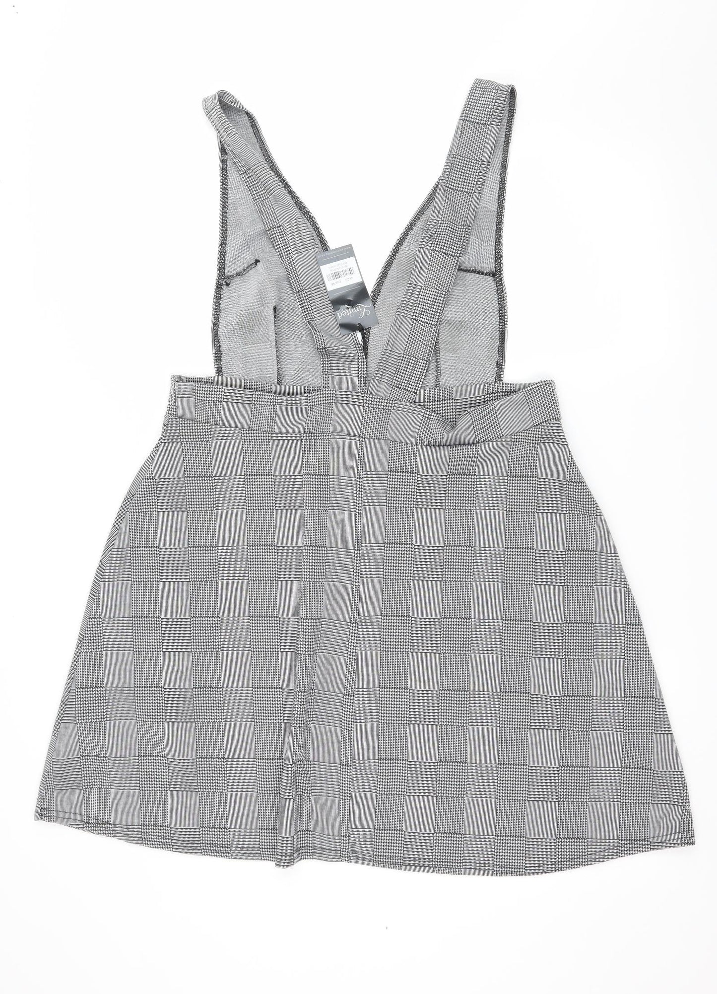 Limited Collection Womens Grey Check Jersey Pinafore/Dungaree Dress  Size 20