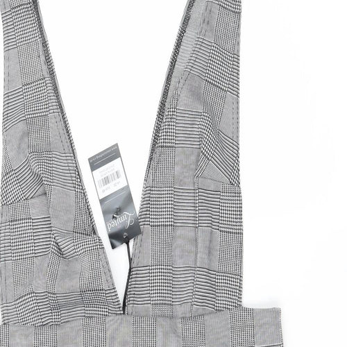 Limited Collection Womens Grey Check Jersey Pinafore/Dungaree Dress  Size 20
