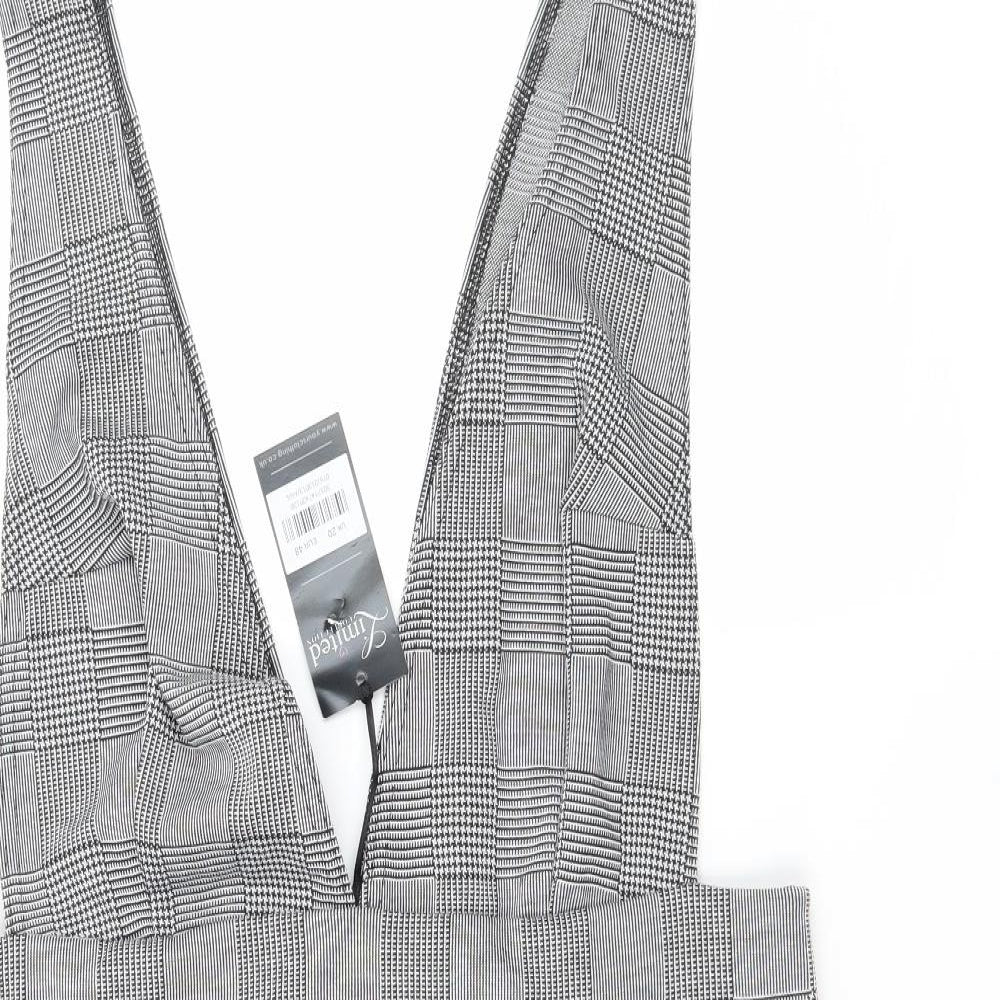 Limited Collection Womens Grey Check Jersey Pinafore/Dungaree Dress  Size 20