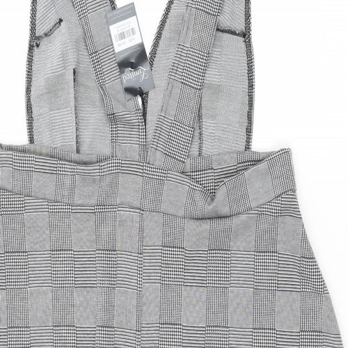 Limited Collection Womens Grey Check Jersey Pinafore/Dungaree Dress  Size 20