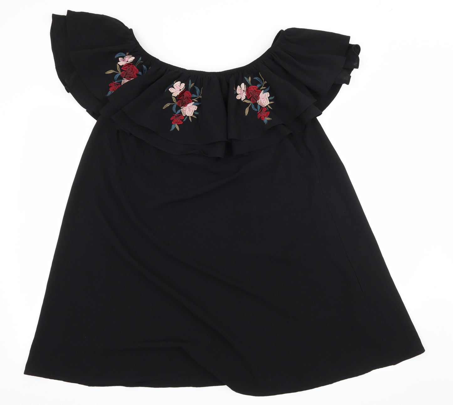 New Look Womens Black Floral  A-Line  Size 6