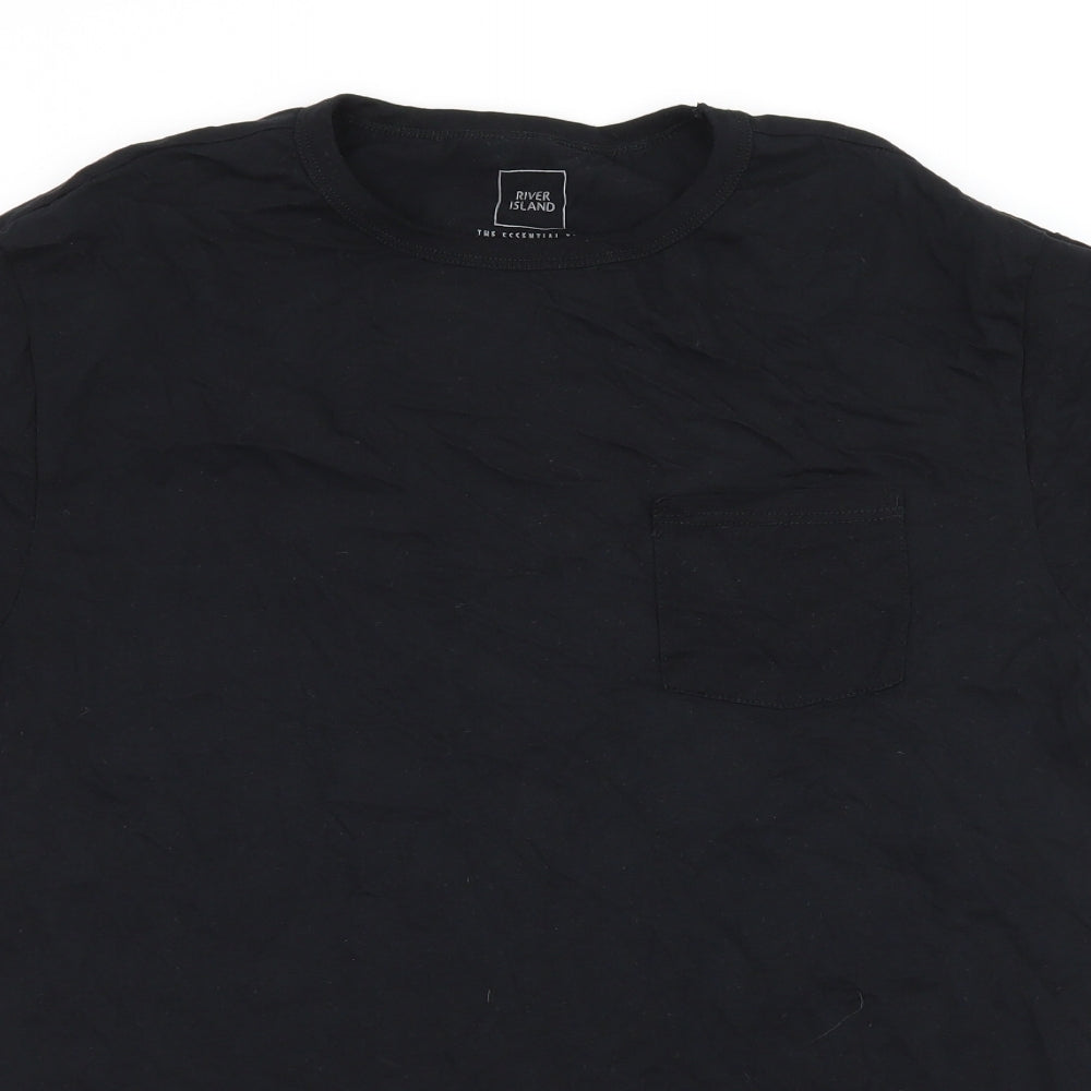 River Island Mens Black  Jersey  T-Shirt Size M