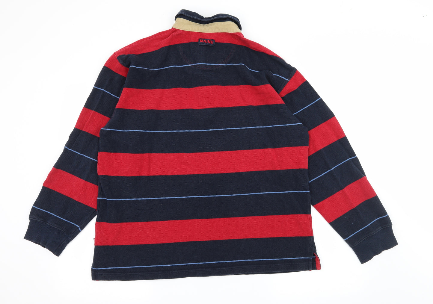 Maine Mens Black Striped Jersey  Polo Size L