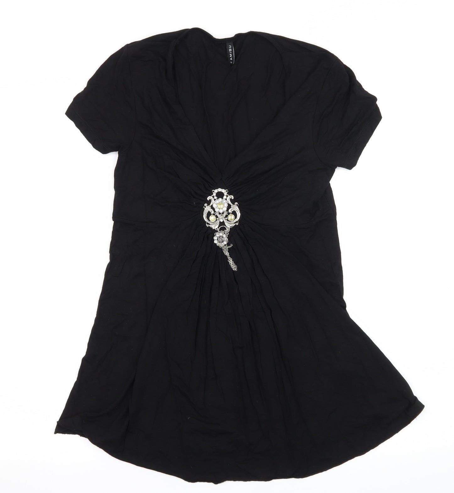Ramisu Womens Black  Jersey Basic T-Shirt Size 12