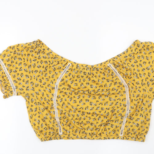 New Look Womens Yellow Floral  Basic Blouse Size 18