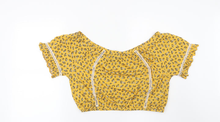 New Look Womens Yellow Floral Basic Blouse Size 18
