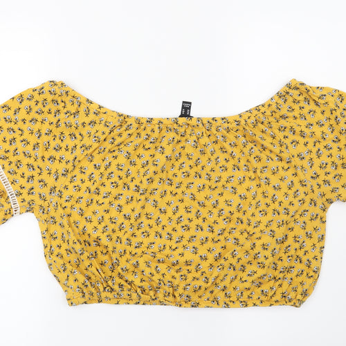 New Look Womens Yellow Floral  Basic Blouse Size 18