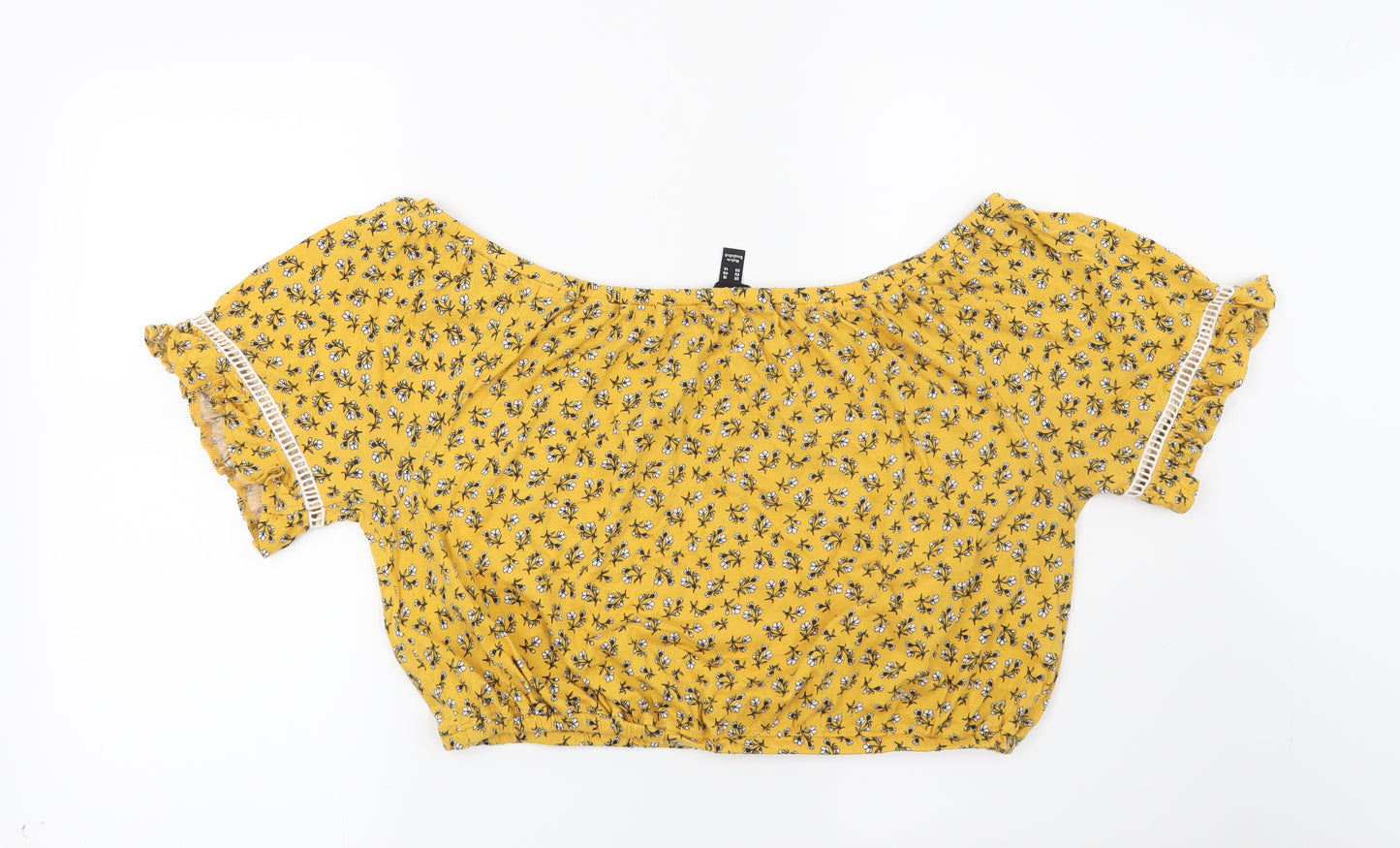 New Look Womens Yellow Floral  Basic Blouse Size 18