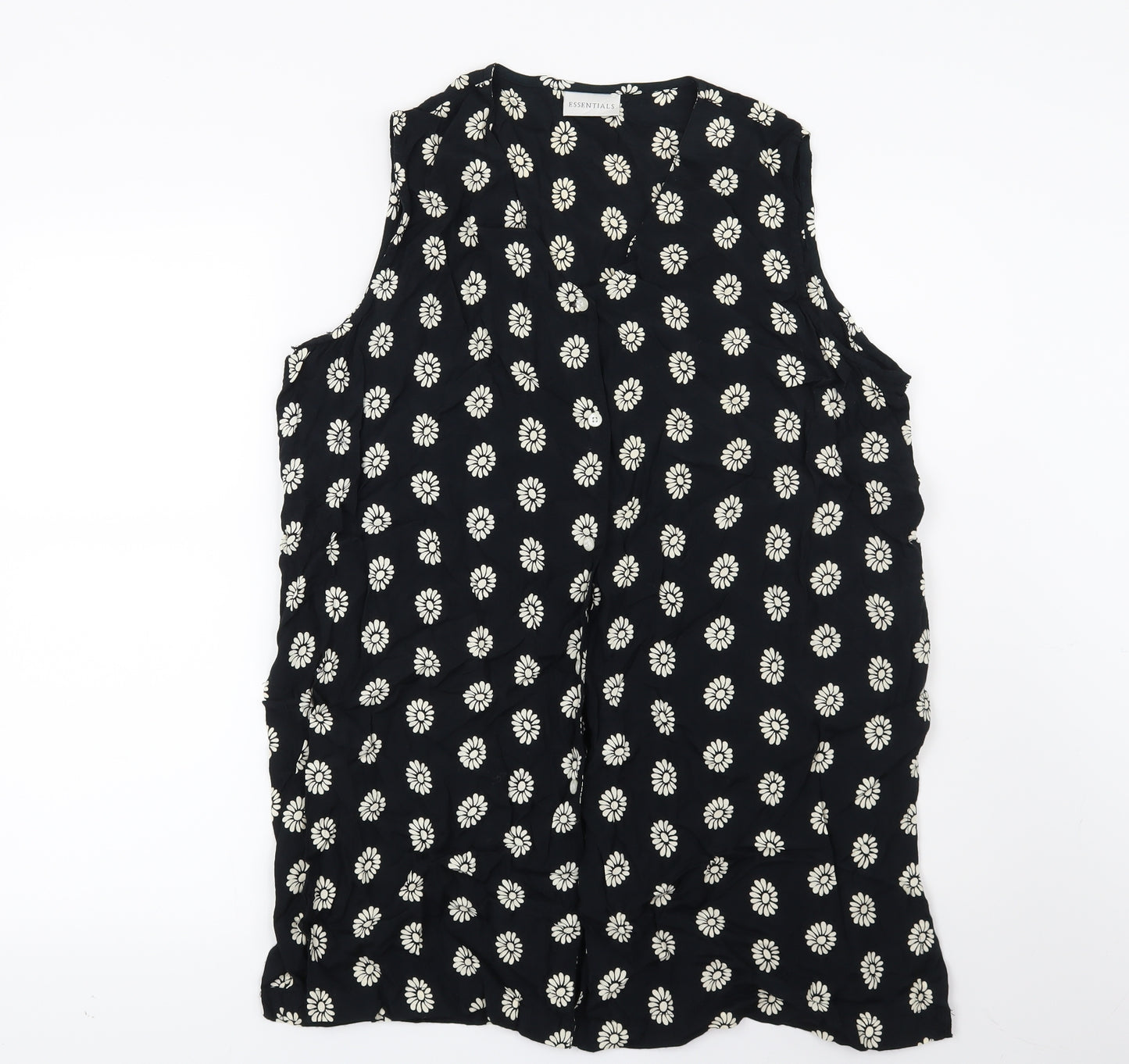 Essentials Womens Black Floral  Basic Blouse Size 20