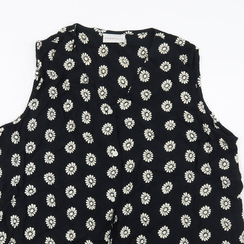 Essentials Womens Black Floral  Basic Blouse Size 20