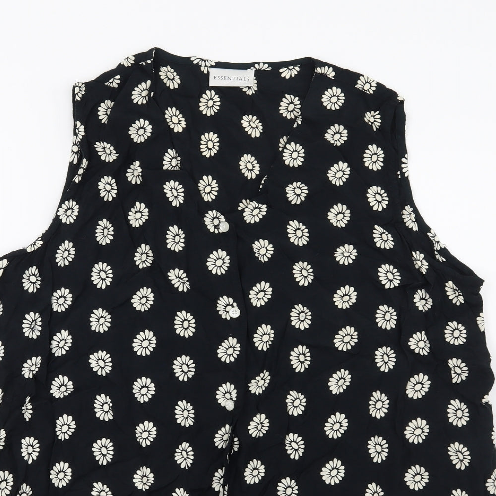 Essentials Womens Black Floral  Basic Blouse Size 20