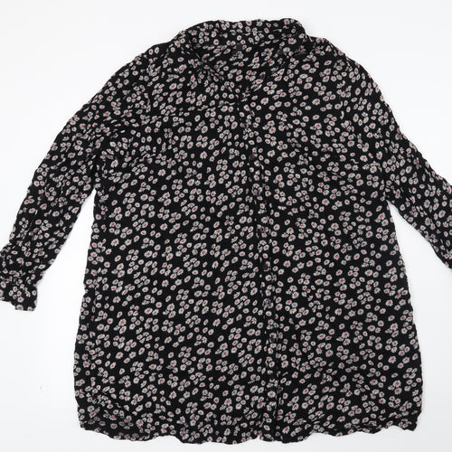 Preworn Womens Black Floral  Shirt Dress  Size 22