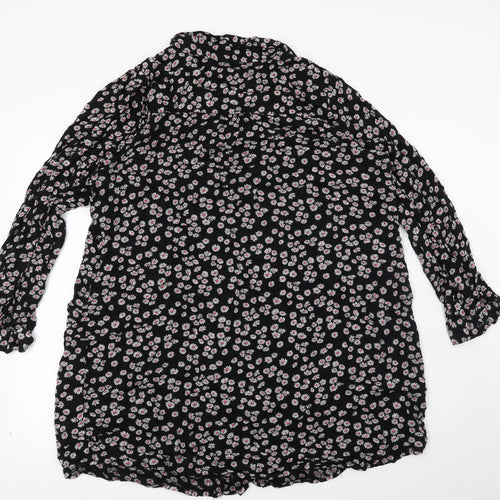 Preworn Womens Black Floral  Shirt Dress  Size 22