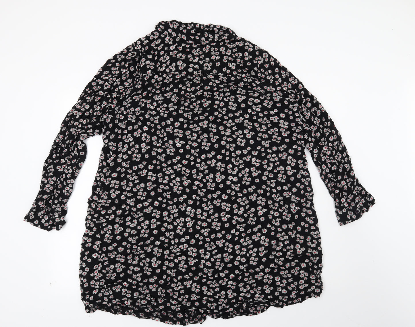 Preworn Womens Black Floral  Shirt Dress  Size 22