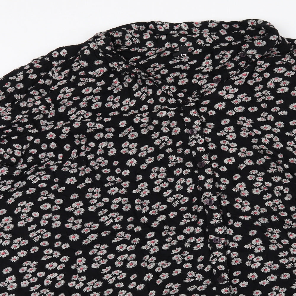 Preworn Womens Black Floral  Shirt Dress  Size 22