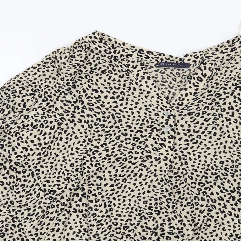 Marks and Spencer Womens Beige Animal Print  Basic Blouse Size 18