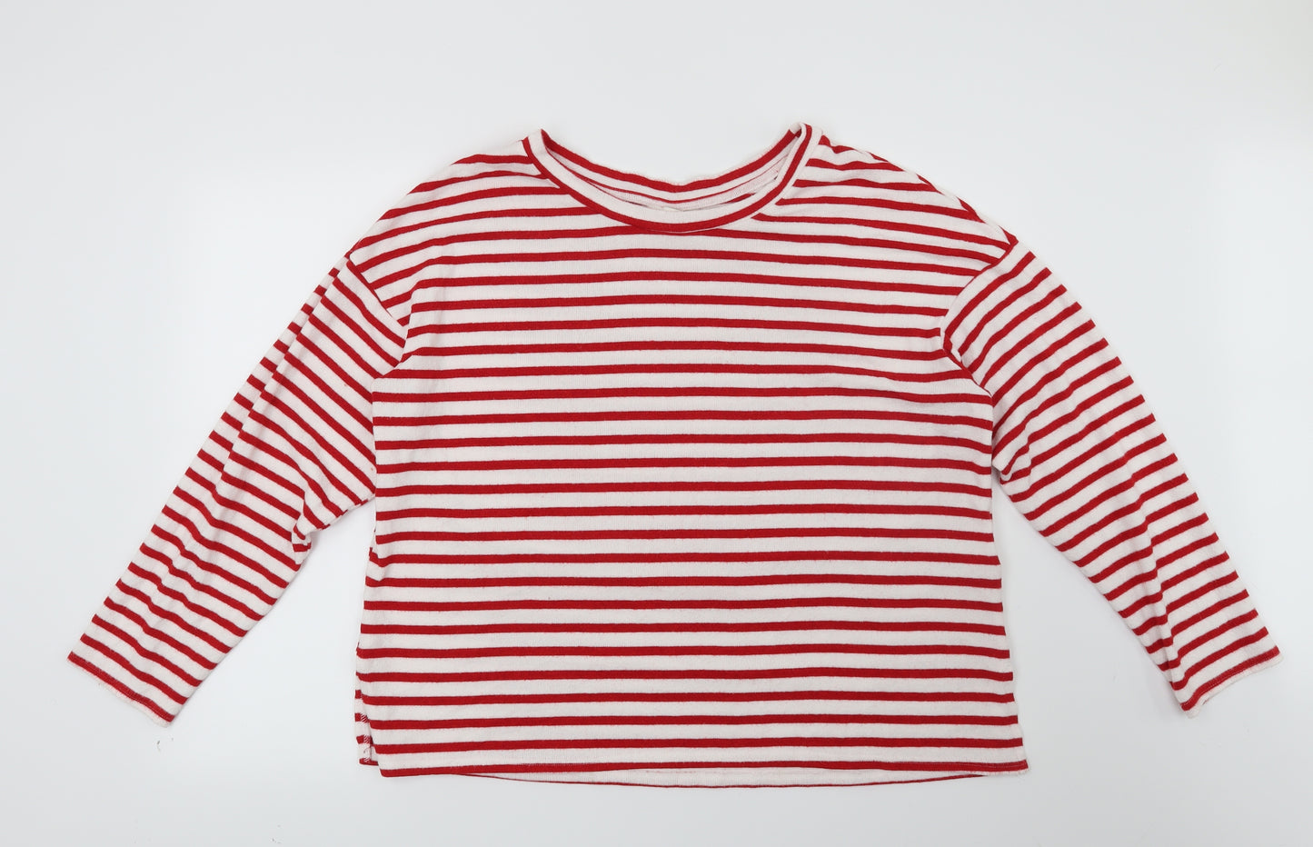 H&M Womens White Striped  Pullover Jumper Size XL