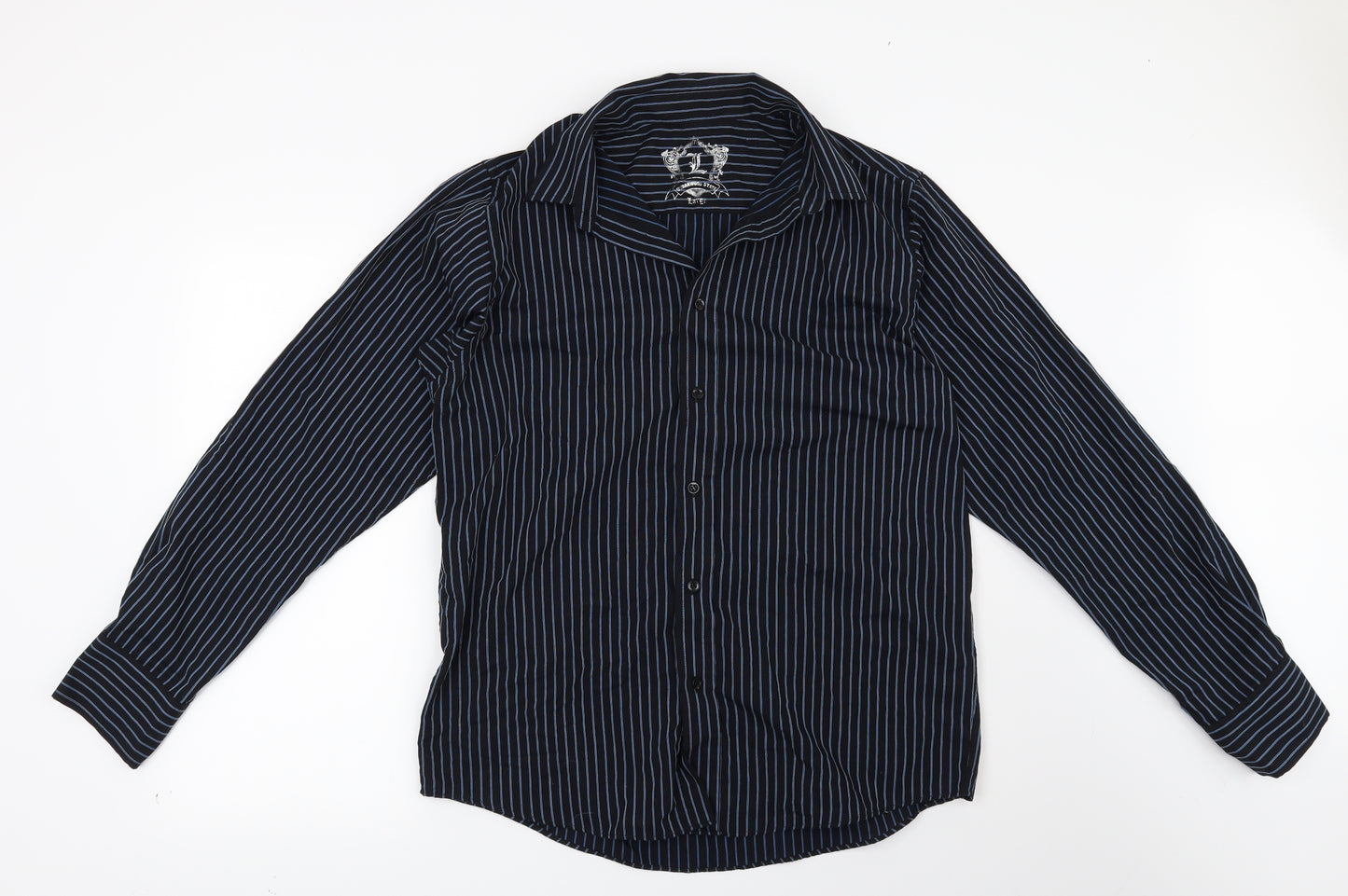 Cedar Wood State Mens Black Striped   Button-Up Size L