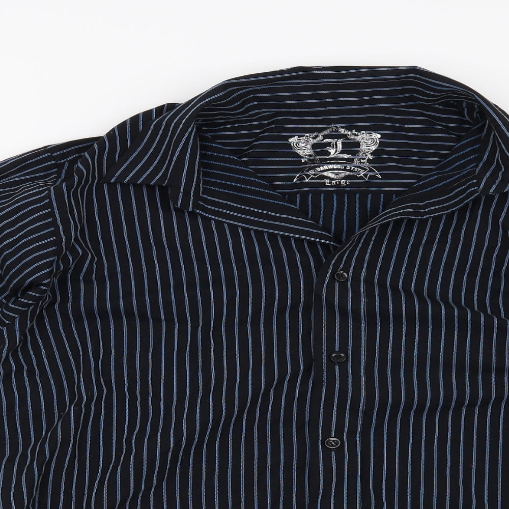 Cedar Wood State Mens Black Striped   Button-Up Size L