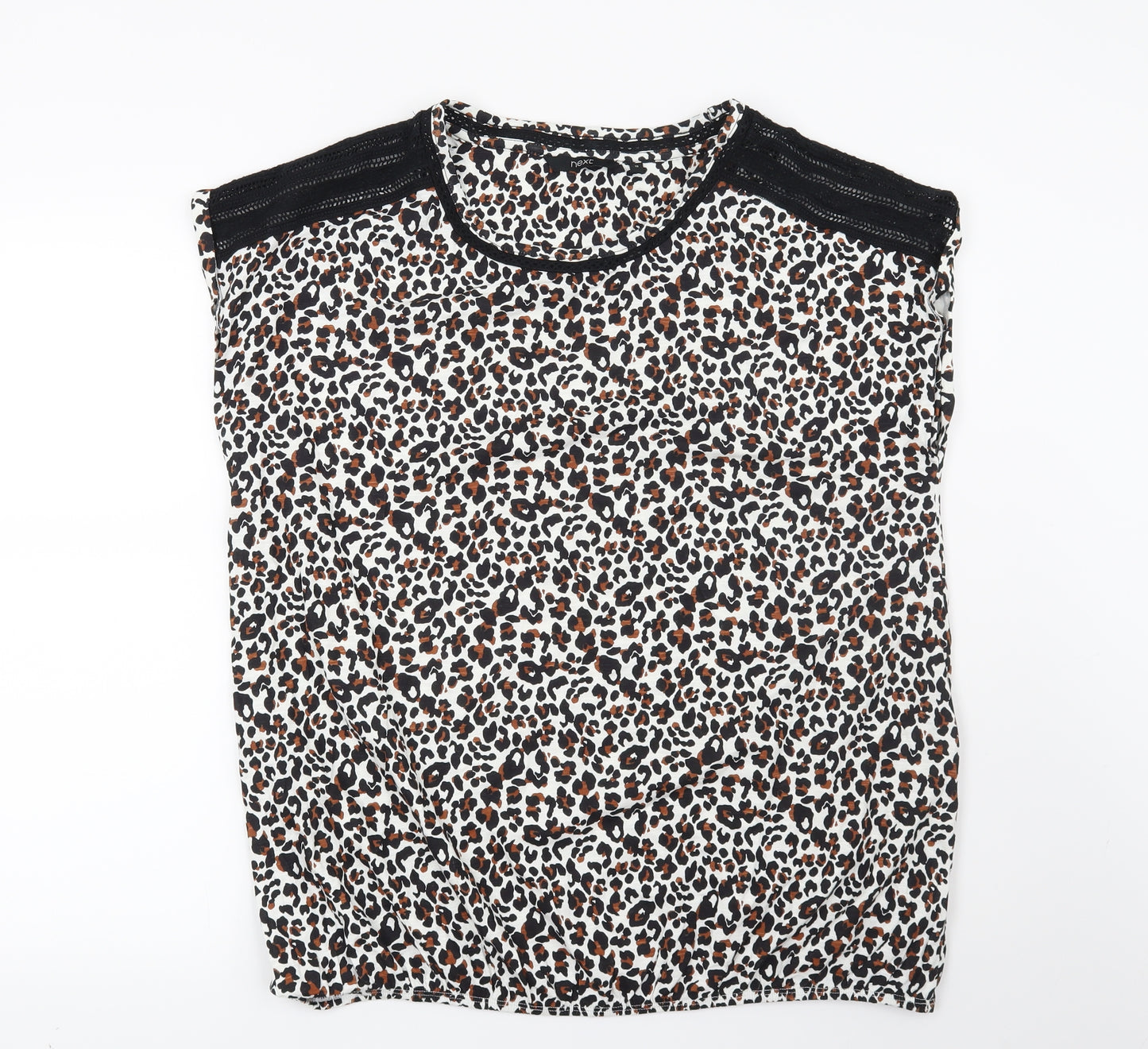 NEXT Womens White Animal Print  Basic Blouse Size 18