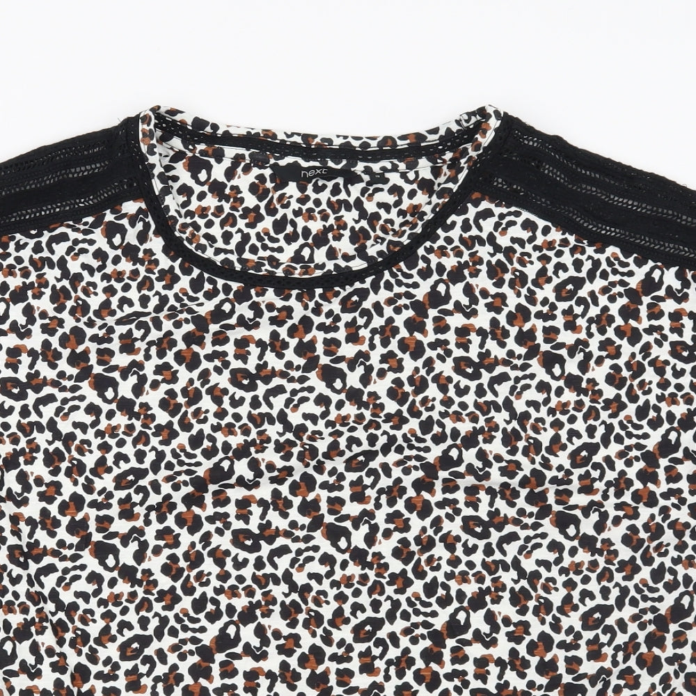 NEXT Womens White Animal Print  Basic Blouse Size 18