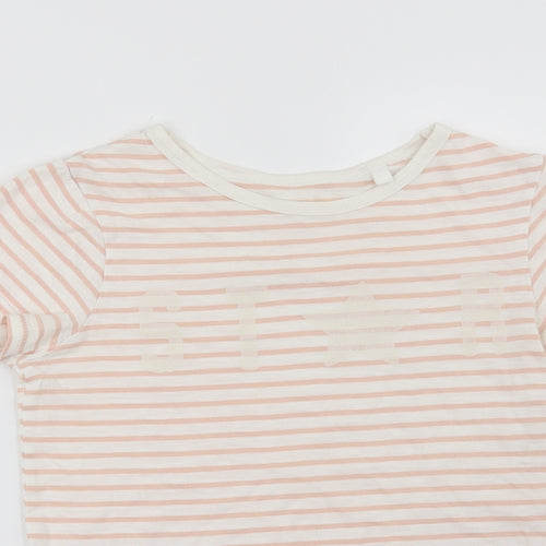 NEXT Girls Pink Striped  Basic T-Shirt Size 8 Years  - Star