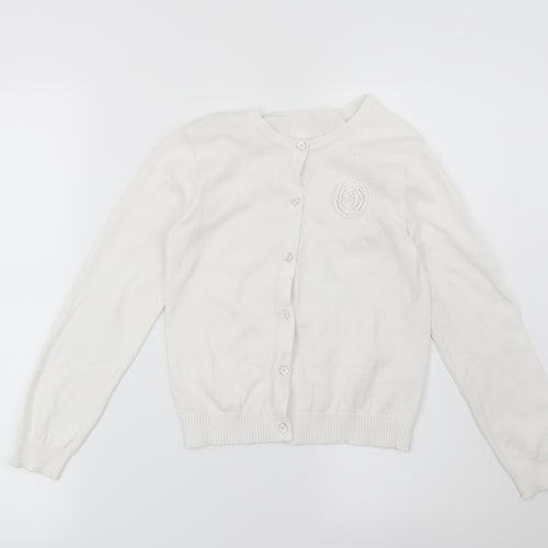 Nutmeg Girls White   Cardigan Jumper Size 9-10 Years