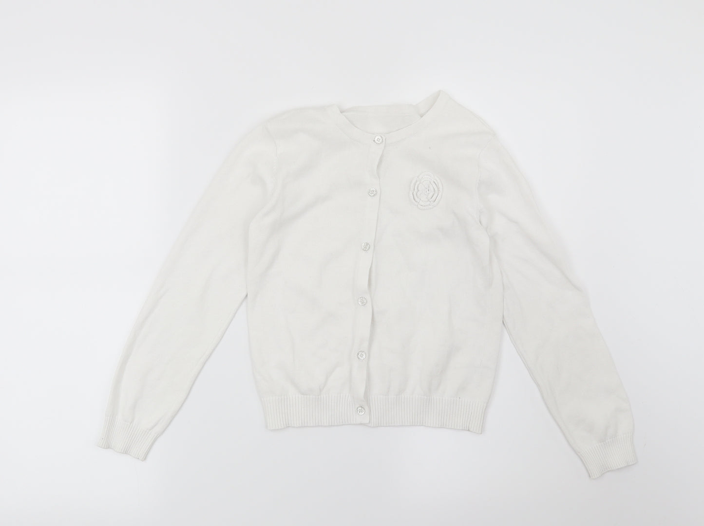 Nutmeg Girls White   Cardigan Jumper Size 9-10 Years