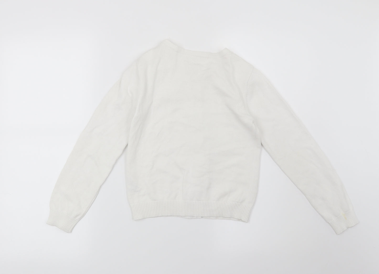 Nutmeg Girls White   Cardigan Jumper Size 9-10 Years